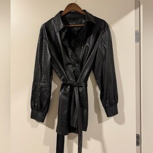 Marc New York Black Textured Faux Leather Jacket